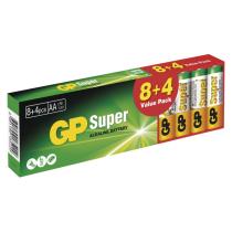 GP SUPER ALKALINE BATTERY 8+4 VALUE PACK (AA LR6, 1.5V)