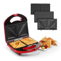 KLARSTEIN TRILIT 3 V 1, SENDVICOVAC, 750 W, 3 GRIL. PLATNE, LED, NELEPIVY POVRCH, CERVENY, 10033695