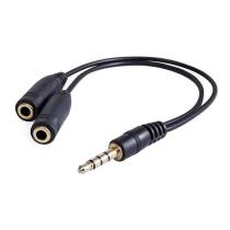 AUDIO REDUKCIA, JACK (3,5 MM) M (4-POLOVY) - 2X F JACK (3,5MM), 0.2, STEREO, CIERNA, KAAJ3JCK0L