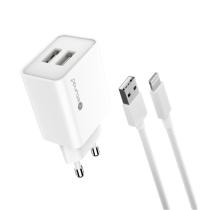 STURDO NSI-0089-STU-LIGHT SIETOVA NABIJACKA 2,1A 2XUSB + LIGHTNING.KABEL, BIELY