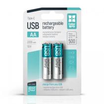 COLORWAY RECHARGEABLE BATTERY AA MICRO USB-C 2200MAH 1.5V (LI-POLYMER) (2PCS.) (CW-UBAA-10) (CW-UBAA