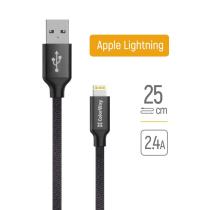 COLORWAY CABLE USB - APPLE LIGHTNING 2.4A 25CM BLACK (CW-CBUL048-BK)