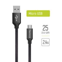 COLORWAY CABLE USB - MICROUSB 2.4A 25CM BLACK (CW-CBUM048-BK)