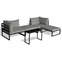 AUTRONIC AZ-L1761 SIL Zahradní set 2+1, stolek 75x30, multifunkční pohovka, kov antracit, světle šed