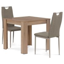 AUTRONIC B080SONDCL393CAP Jedálenský set 1+2, stôl 80x80cm, lamino dub sonoma, stolička cappuccino l