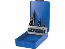 Vrtáky stupňovité, sada 3ks, Ø4-12/1mm, Ø4-20/2mm, Ø4-32/2mm