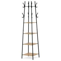 AUTRONIC GD-170 OAK Věšák se 4 policemi, dekor divoký dub, MDF, černý lak