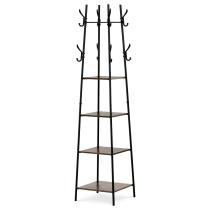 AUTRONIC GD-170 OLW Věšák se 4 policemi, dekor staré dřevo, MDF, černý lak