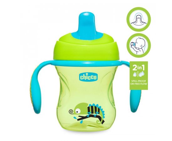 CHICCO Hrnček Training s držadlami 200 ml zelený 6m+