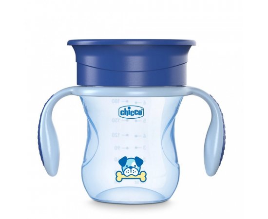 CHICCO Hrnček Perfect 360 s držadlami 200 ml modrý 12m+