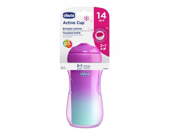 CHICCO Hrnček Active termo s tvrdým náustkom 266 ml, ružový 14m+