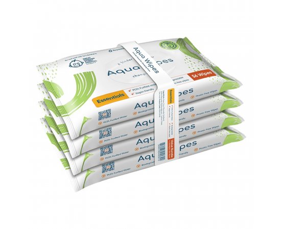 AQUA WIPES Obrúsky 100% rozložitelné, 99% vody,4x56ks = 224ks