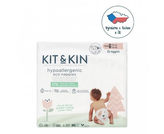 KIT &amp; KIN Plienky jednorazové eko 6 (14 kg+) 26 ks