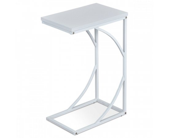 AUTRONIC 84056-14 WT Prístavný stolík 27x41x63 cm, doska biele lamino, kovové nohy, biely mat
