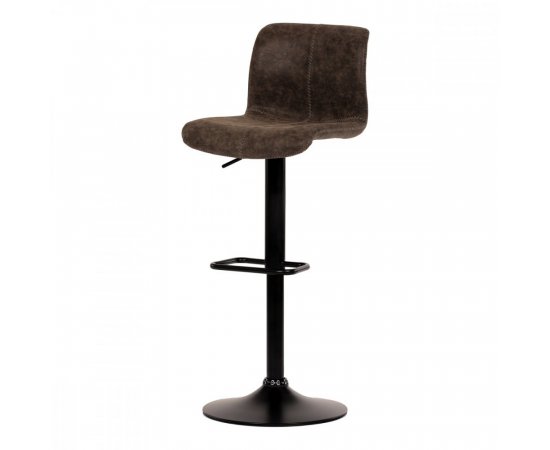 AUTRONIC AUB-806 BR3 Židle barová, hnědá látka v imitaci broušené kůže, černá podnož, výškově stavitelná