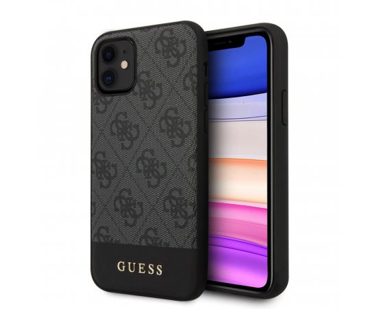 Guess PU 4G Stripe Zadní Kryt pro iPhone 11 Grey