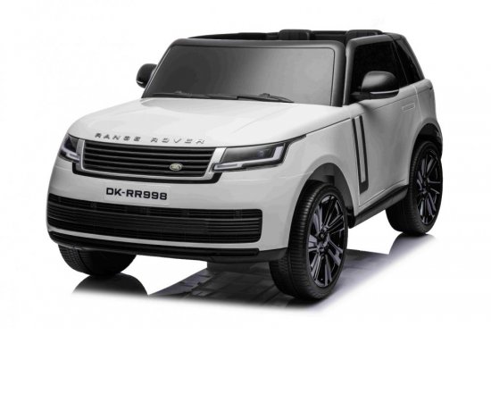 Elektrické autíčko Range Rover model 2023, Dvoumístné, bílé, Koženková sedadla, Rádio se vstupem USB, Zadní Pohon s odpružením, 12V7AH Baterie, EVA kola, Klíčové třípolohové startování, 2,4 GHz Dálkový Ovladač, Licencováno