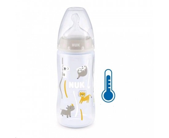 Dojčenská fľaša NUK FC+Temperature Control 300 ml BOX-Flow Control cumlík beige