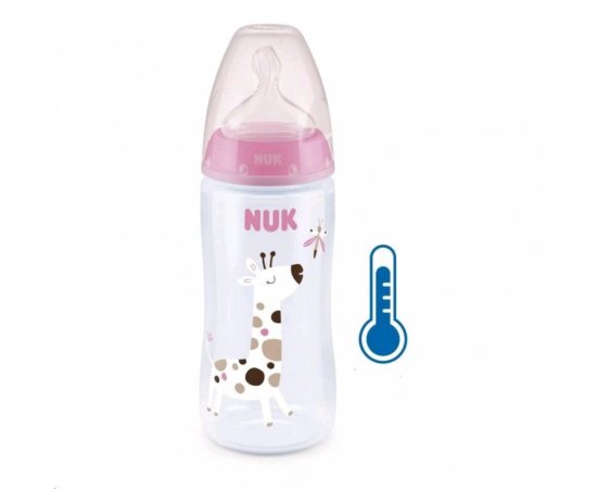 Dojčenská fľaša NUK FC+Temperature Control 300 ml BOX-Flow Control cumlík pink