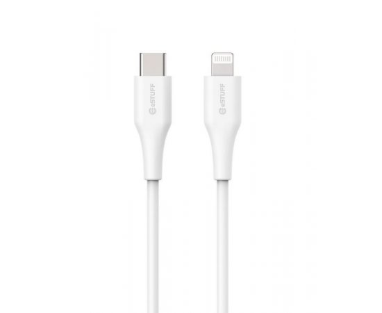 eSTUFF INFINITE Super Soft USB-C to Lightning Cable to Cable MFI 1m, 100% recyklovaný, bílá