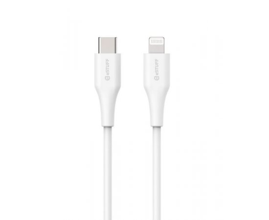 eSTUFF INFINITE Super Soft USB-C to Lightning Cable to Cable MFI 2m, 100% recyklovaný, bílá