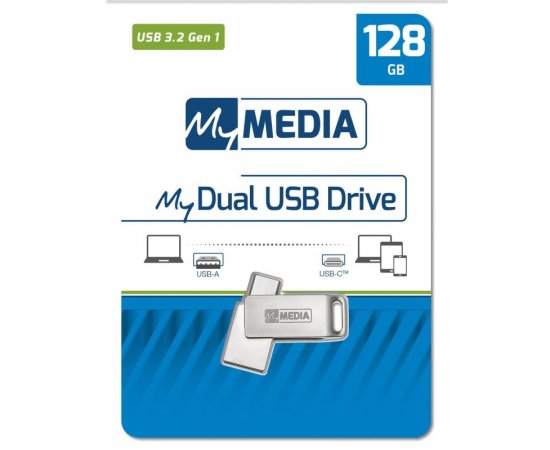 128GB USB Flash 3.2 MyDual stříbrný, USB-C/USB-A, MyMedia