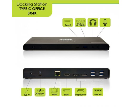PORT CONNECT Dokovací stanice 11v1,  3x 4K USB-C + USB 3.0