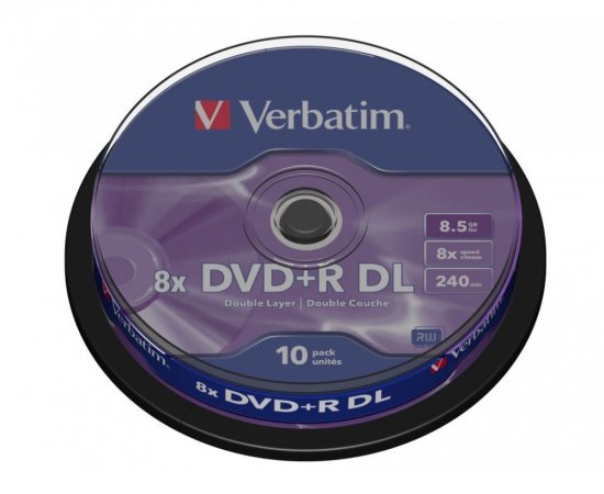 DVD+R Verbatim 8,5 GB (240min) DL 8x 10-cake