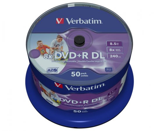 DVD+R Verbatim 8,5 GB (240min) DL 8x Printable 50-cake
