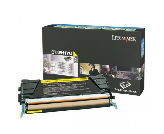 Lexmark originál toner C736H1YG, yellow, 10000str., high capacity, return