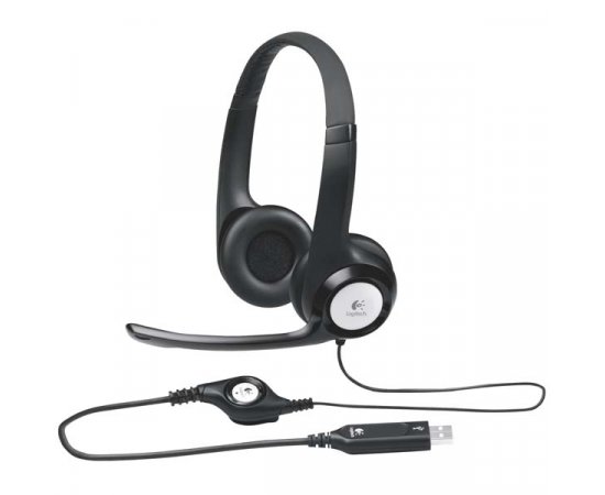Logitech Stereo H390, slúchadlá s mikrofónom, ovládanie hlasitosti, čierna, USB