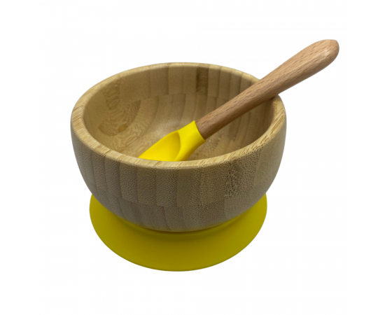 Martons bambusová miska s prísavkou a lyžička 400 ml, Yellow