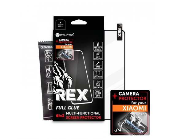 Sturdo REX ochranné sklo + sklo na fotoaparát Xiaomi 13T čierne (6in1 Full Glue)