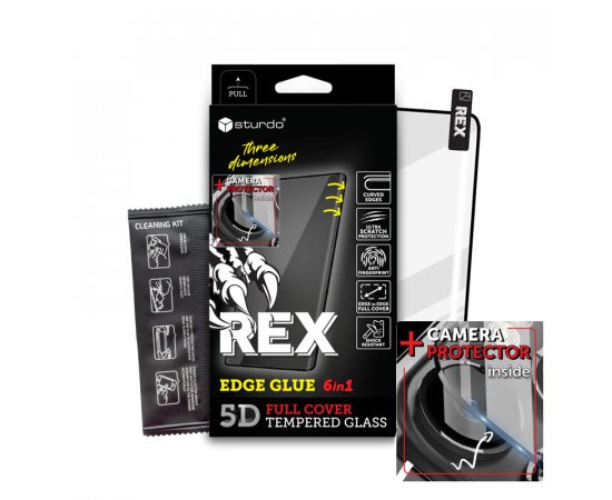 Sturdo REX ochranné sklo + sklo na fotoaparát Honor Magic6 Lite, čierne (6in1 EDGE GLUE)