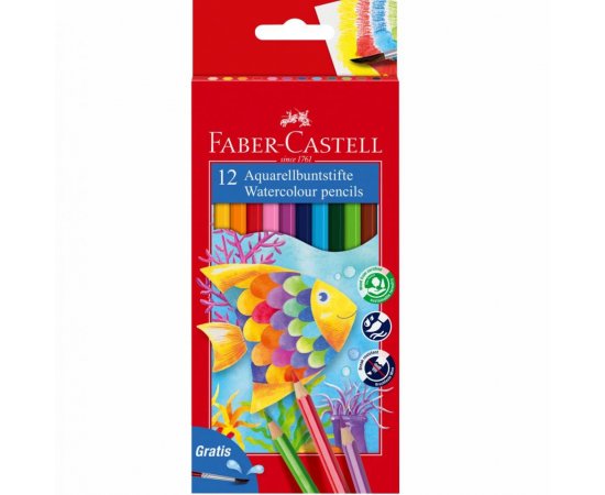 FABER-CASTELL PASTELKY AKVARELOVE SET 12 FAREBNE + STETEC V PAP.KRAB.