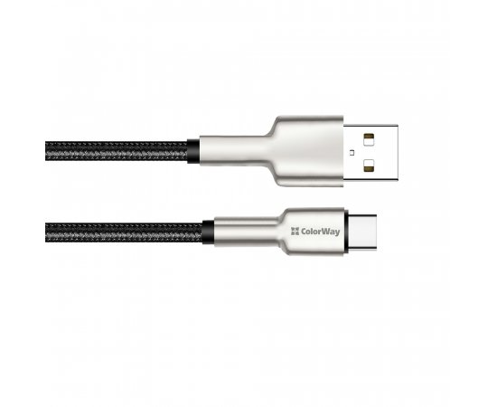 COLORWAY KABEL USB TYPE-C (HEAD METAL) 2.4A 1M, BLACK (CW-CBUC046-BK)