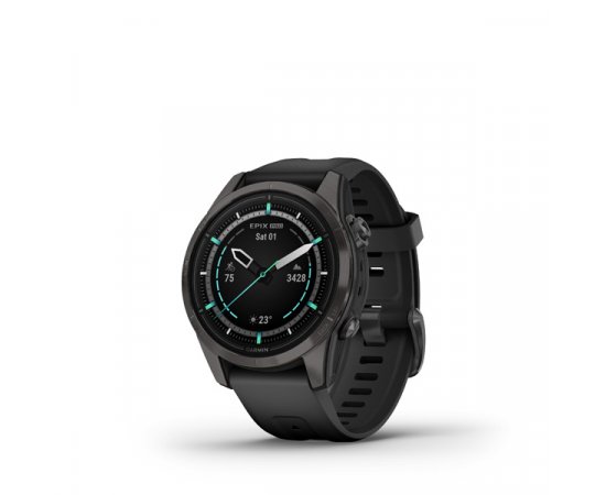 GARMIN EPIX PRO (G2) SAPPHIRE, 42MM, CARBON GREY DLC TITANIUM, BLACK BAND 010-02802-15