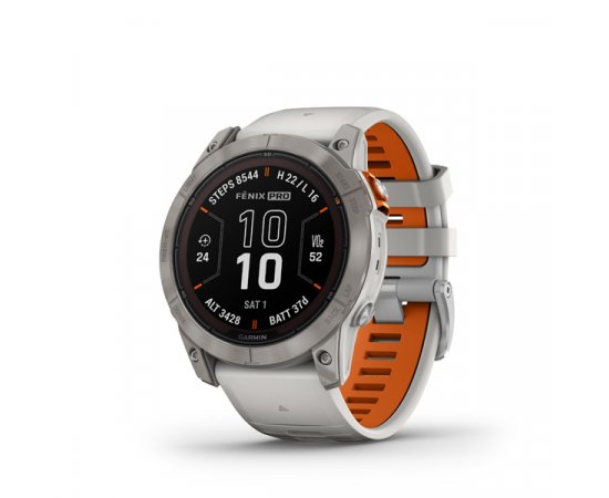 GARMIN FENIX 7X PRO SAPPHIRE SOLAR, TITANIUM, FOG GRAY/EMBER ORANGE BAND 010-02778-15