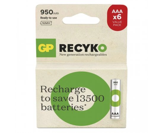 GP NABIJACIA BATERIA RECYKO 950 AAA (HR03) 6PP, B2511V