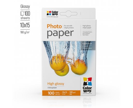 COLORWAY FOTOPAPIER CW VYSOKO LESKLY 180G/M2,100KS,10X15 (PG1801004R)