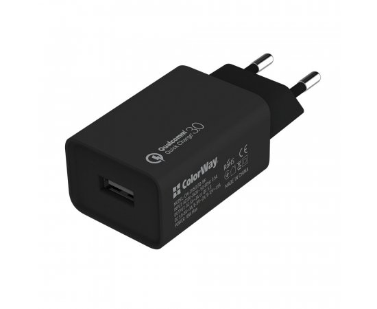 COLORWAY AC NAB. 1XUSB QUICK CHARGE 3.0, 18W, CIERNA (CW-CHS013Q-BK)