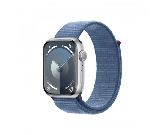 APPLE WATCH SERIES 9 GPS 45MM SILVER ALUMINIUM CASE WITH WINTER BLUE SPORT LOOP, MR9F3QC/A