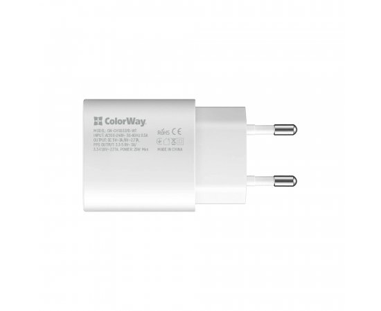 COLORWAY AC NAB. S POWER DELIVERY PORT PPS USB TYPE-C 25W, BIELA (CW-CHS033PD-WT)