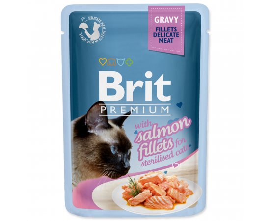 BRIT PREMIUM CAT KAPSICKA DELICATE FILLETS IN GRAVY WITH SALMON FOR STERILISED 85G (293-111254)