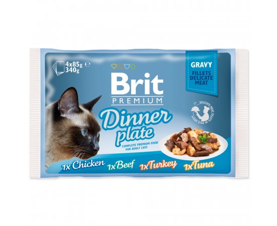 BRIT PREMIUM CAT KAPSICKY DELICATE FILLETS IN GRAVY DINNER PLATE 340G (293-111256)