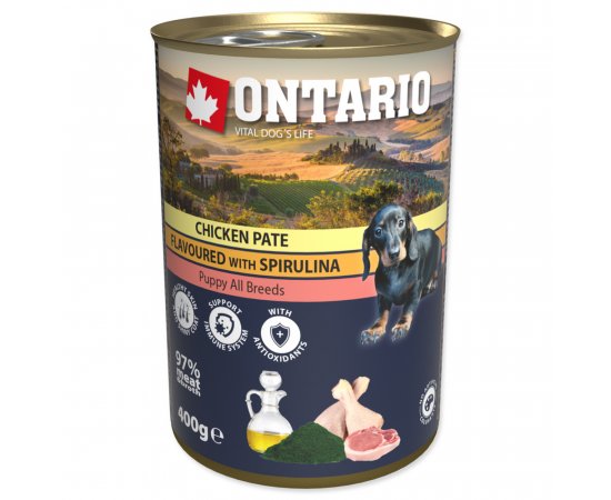 ONTARIO KONZERVA PUPPY CHICKEN PATE FLAVOURED WITH SPIRULINA AND SALMON OIL, 400G