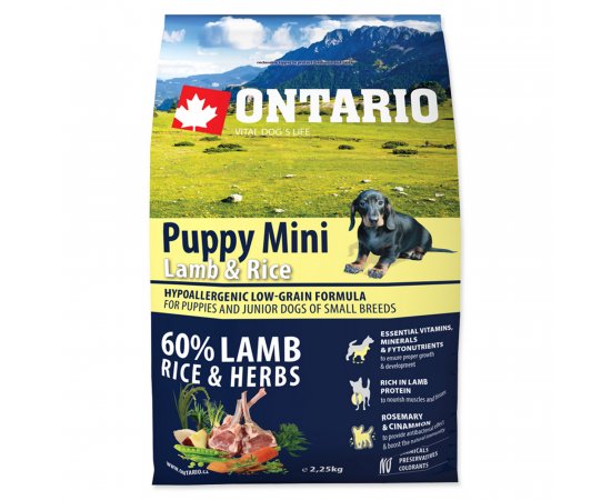 ONTARIO PUPPY MINI LAMB AND RICE 2,25 KG, 214-10195