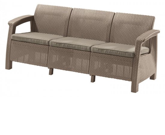 KETER /227641/ CORFU MAX LOVE SEAT TROJSEDACKOVA POHOVKA CAPPUCCINO + SAND BEIGE