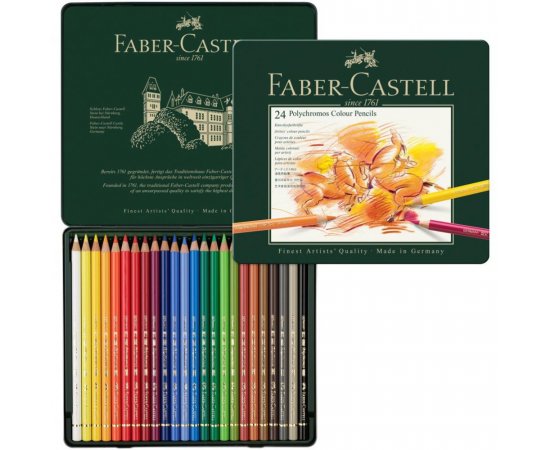 Pastelky Polychromos 24 ks plech set