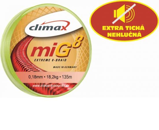Climax šnúra 135m - miG 8 Braid Olive SB 135m 0,16mm / 15,9kg